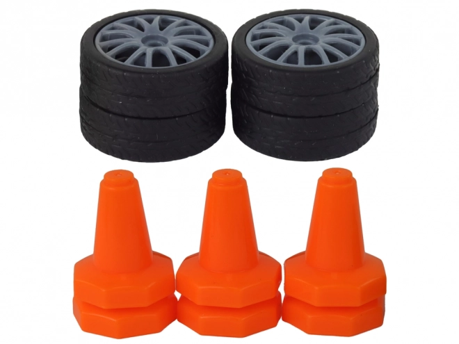 Remote controlled sports car R/C 1:24 interchangeable wheels – Yellow