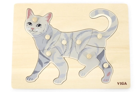 Puzzle en bois à boutons Chat VIGA Montessori