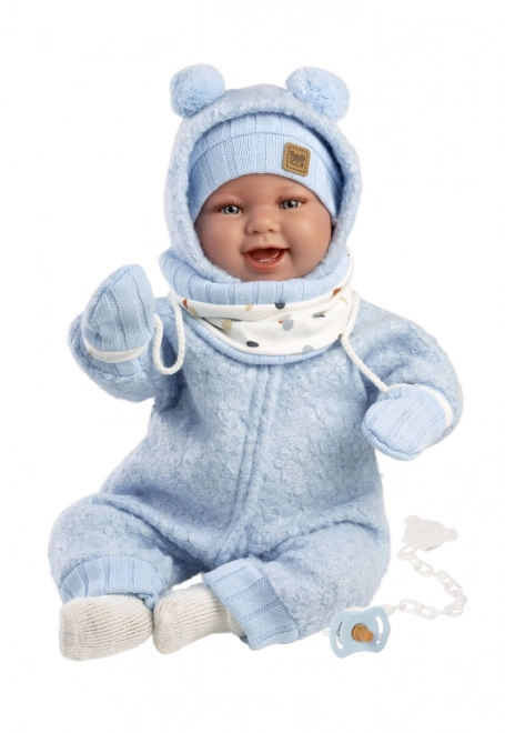 Llorens 84479 NEW BORN - realistische babypop met geluiden en een zacht stoffen lichaam - 44 cm