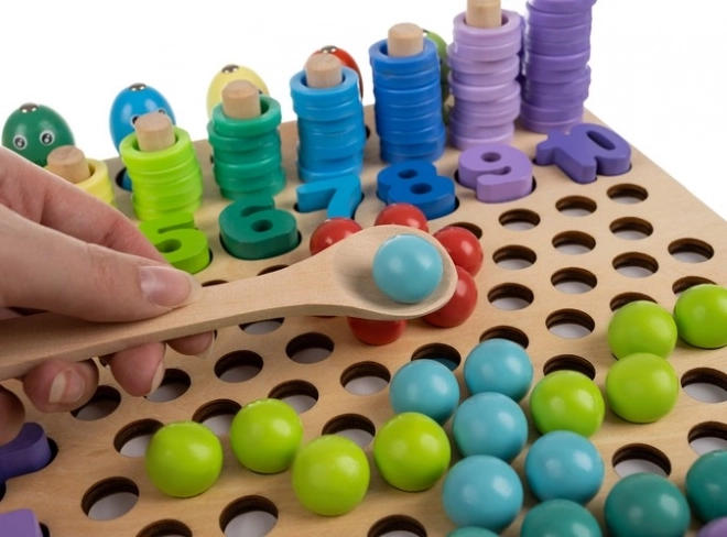 Houten mozaïek puzzel met balletjes