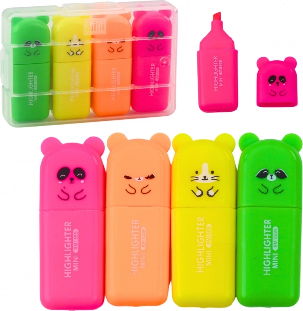 Set mini-highlighters Beren in plastic etui, 5 stuks