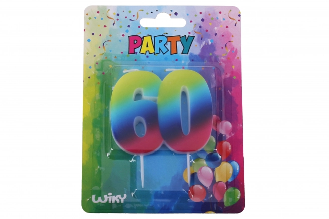 Feestkaars nummer 60 Regenboog