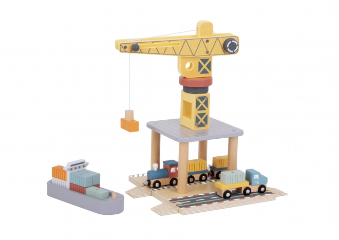 Tooky Toy Wooden Port Crane Set