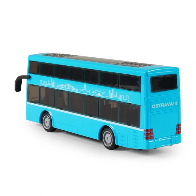 Dubbeldekker speelgoedbus blauw 20 cm