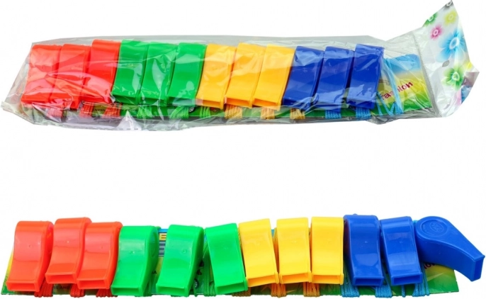 Kunststof fluitjes 12 stuks – kleurrijke set voor kinderen en volwassenen