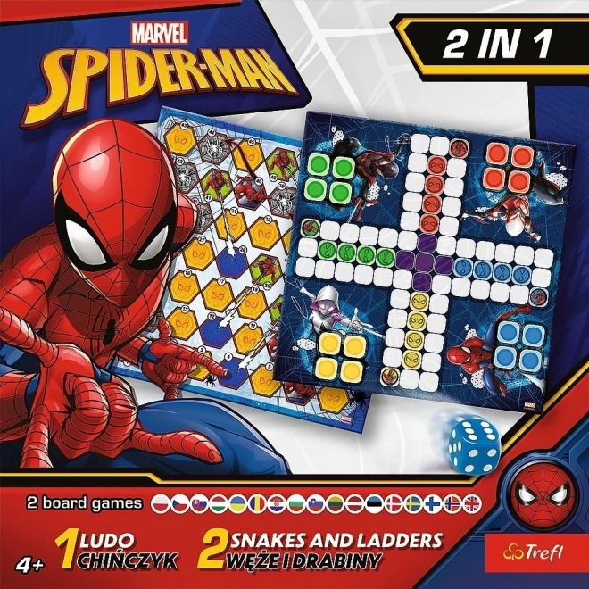 Spelletjesbundel 2in1 Mens erger je niet!, Slangen en ladders Spider-Man in doos 25x25x5,5cm