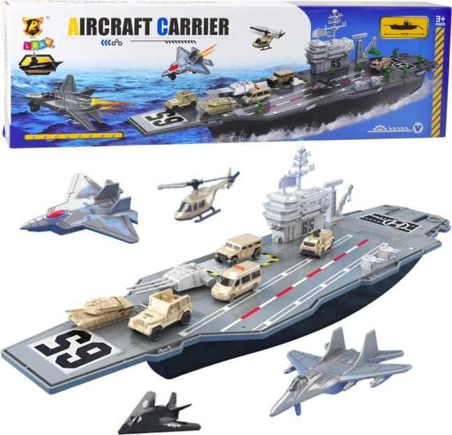 Large Military Aircraft Carrier with Tanks and Planes 70cm