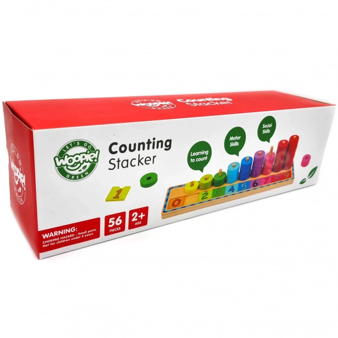 Woopie Green puzzle Montessori en bois pour compter et trier les couleurs, 56 pièces