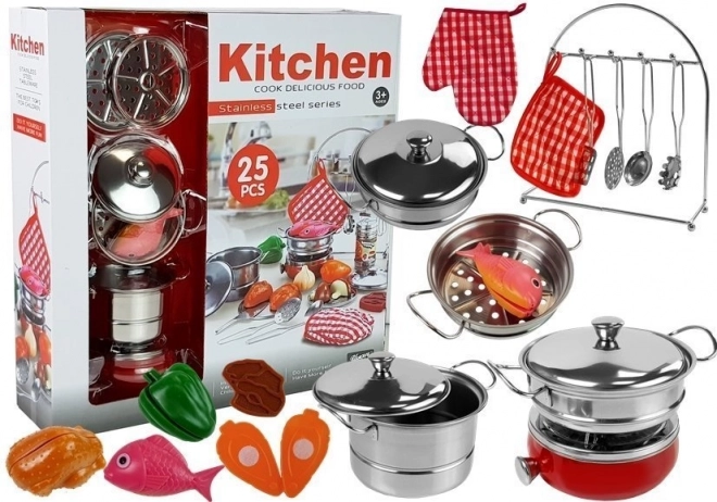Kinderset aus Edelstahl kleiner Koch