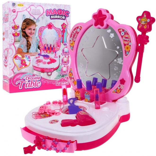Interactieve draagbare make-uptafel voor meisjes 3+ Spiegel + cosmetica + accessoires