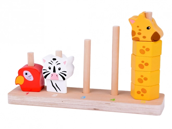 Colorful Wooden Pyramid Animal Blocks Educational Toy