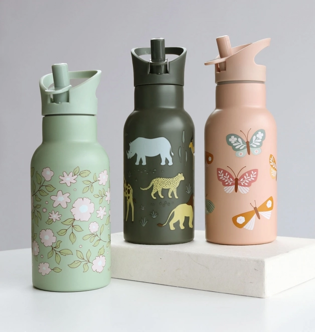 A Little Lovely Company Stainless steel drinking bottle 500 ml – Animals of the savannah