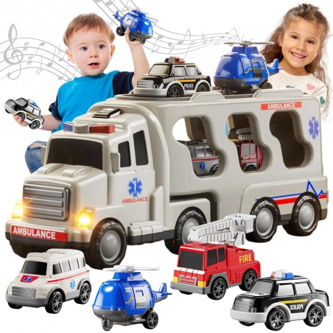 Kit de sauvetage Woopie avec camion de remorquage et 5 voitures