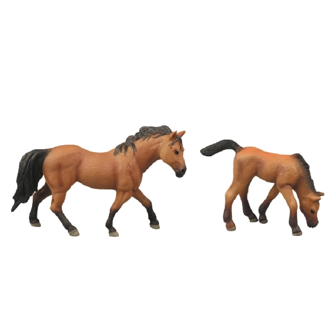 Set van 2 paarden met bruine omheining