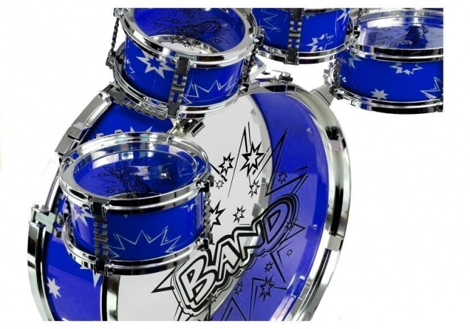 Grote drums 6 trommels + bekken + pedaal Blauw