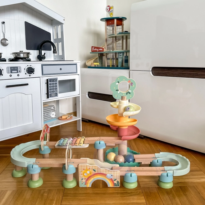 Holz-Kugelbahn mit Xylophon Tooky Toy 44 Stk.
