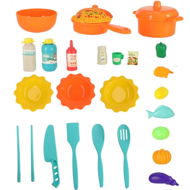 Kinder plastic keuken met verlichting en 44 elementen