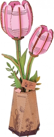 3D houten puzzel roze tulp