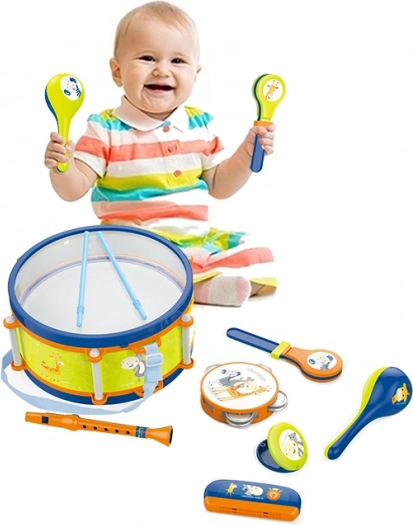 Drum with instruments