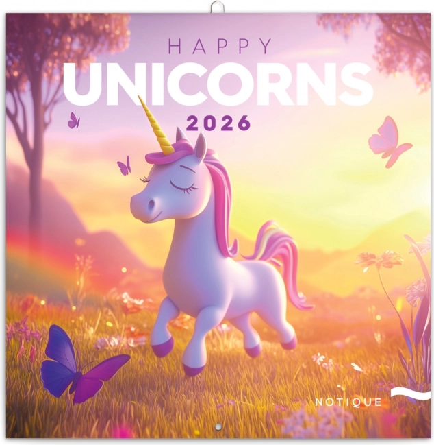 Calendrier mémo Licornes joyeuses 2026