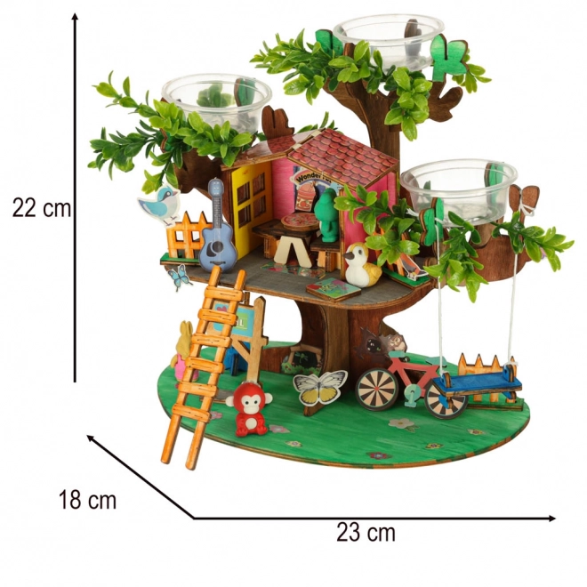 Creatieve set voor het bouwen van een boomhut met accessoires