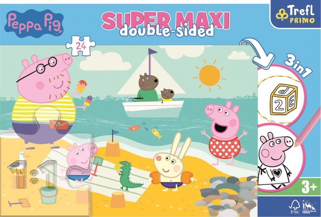 Dubbelzijdige puzzel Peppa Pig SUPER MAXI 24 stukjes