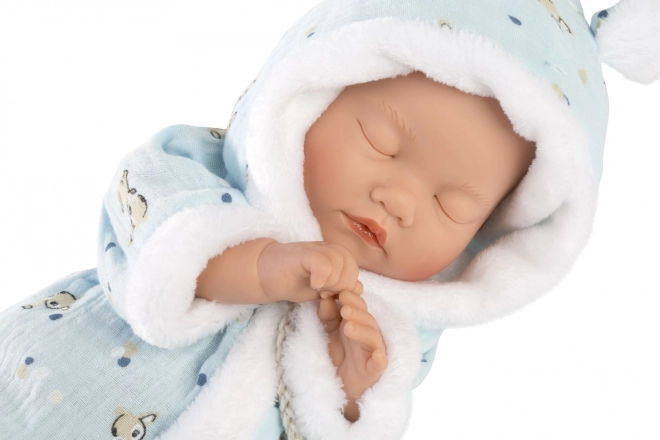 Llorens 63301 LITTLE BABY - slapende realistische baby pop met zachte stoffen lichaam - 32 cm