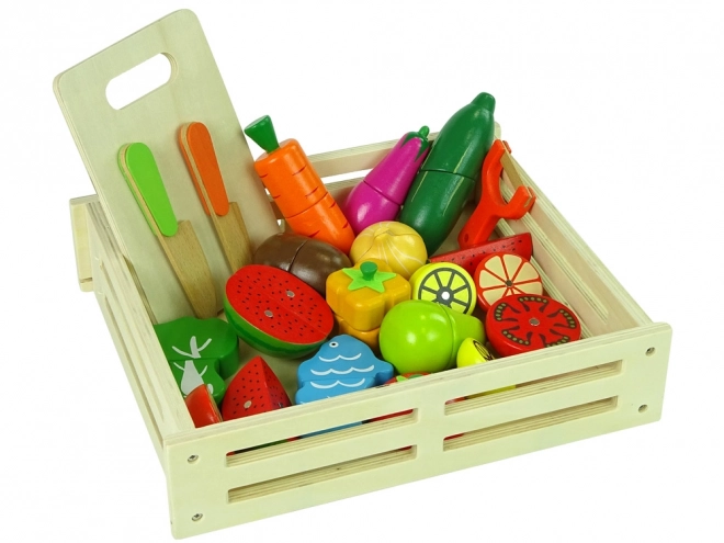 Wooden Fruits and Vegetables in a Magnetic Crate
