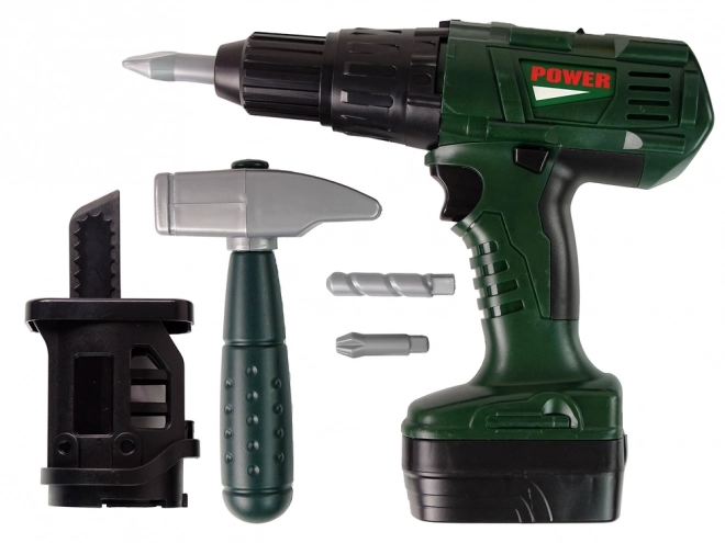 Children's Tool Set with Case and Green Battery Drill