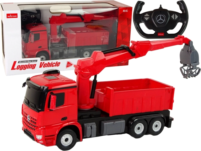 Kinder kraanwagen MERCEDES van Rastar, rood, RC