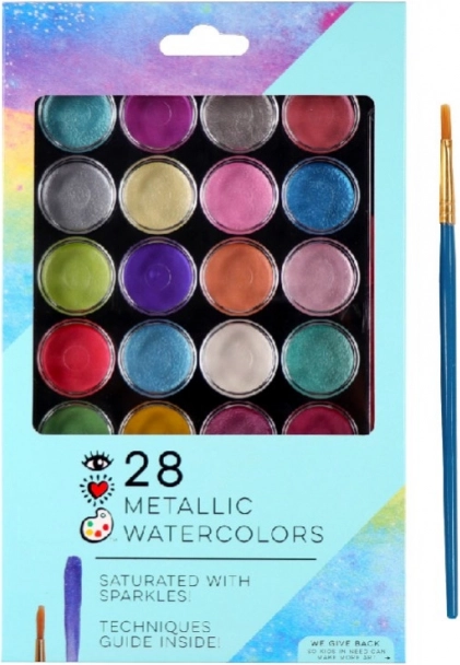 Aquarelles 28 couleurs métalliques