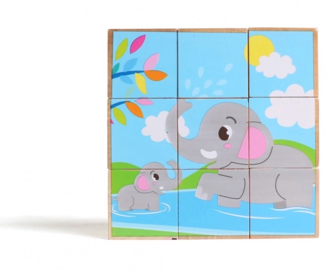 Blocs en Bois Animaux Sauvages Colorés