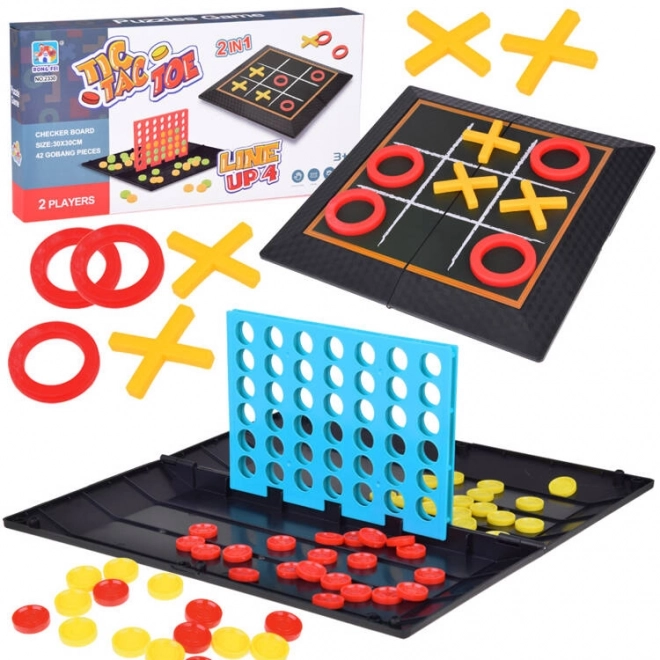 Set van 2 in 1 boter-kaas-en-eieren lijn op 4 puzzel strategie GR0679