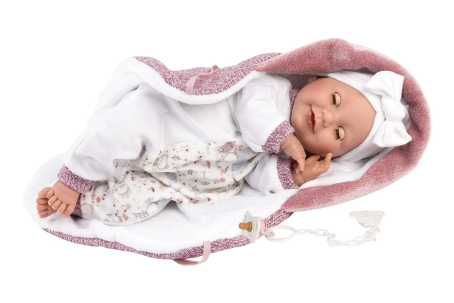 Llorens 74040 NIEUW GEBOREN - realistische knipperende pop baby met geluiden en zacht stoffen lichaam - 42 cm