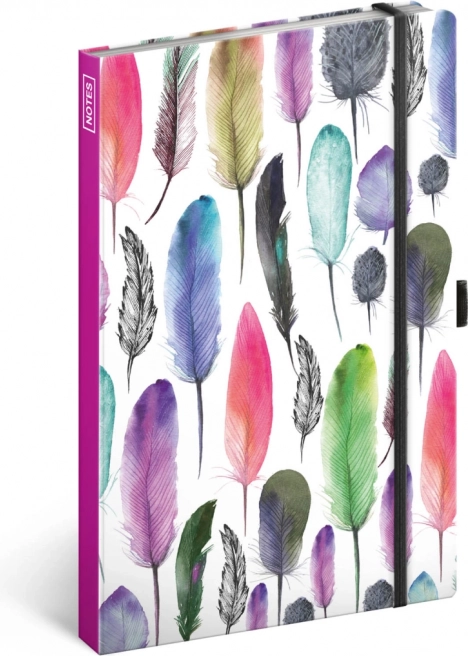 Gelijnd notitieboek met veertjesmotief 13 × 21 cm – Presco Group