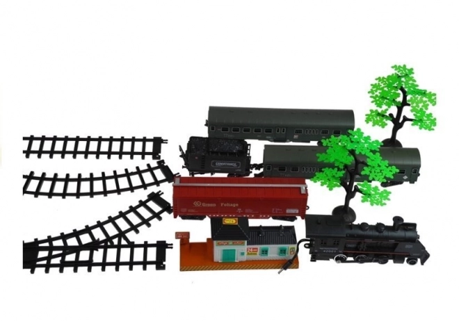 Grote trein met rooklicht + 4 wagons Spoorlijn 156 cm