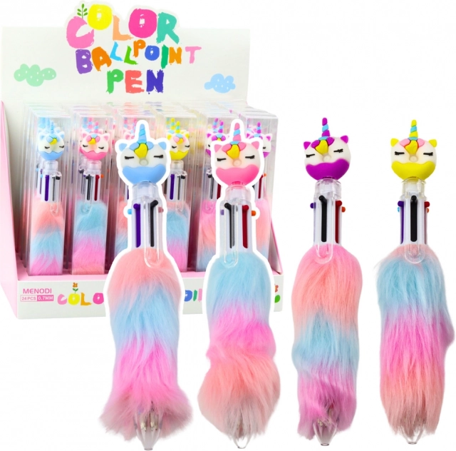 Meer­kleurenpen met een eenhoorn en pluizige hanger
