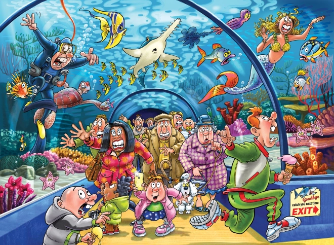 Jumbo puzzel Wasgij avonturen in het aquarium 1000 stukjes