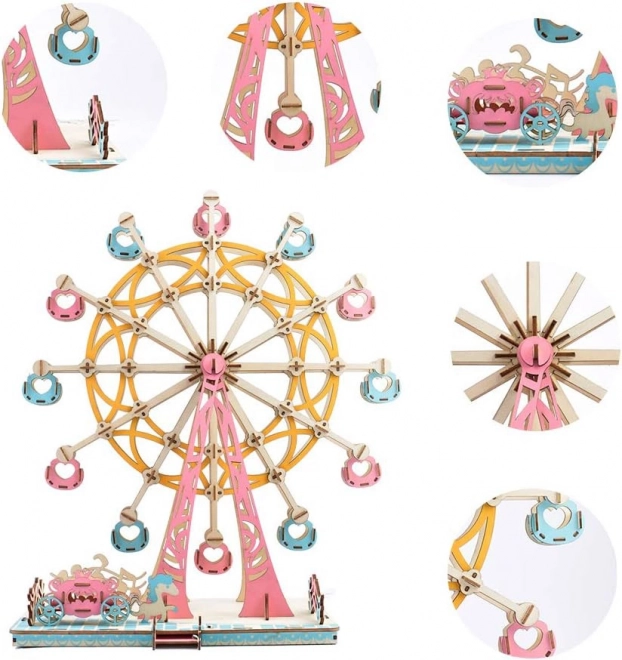 Woodcraft Houten 3D-puzzel Reuzenrad pastel