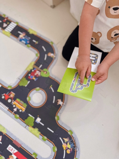 Woopie Green puzzle urbain pour enfants - Circuit automobile
