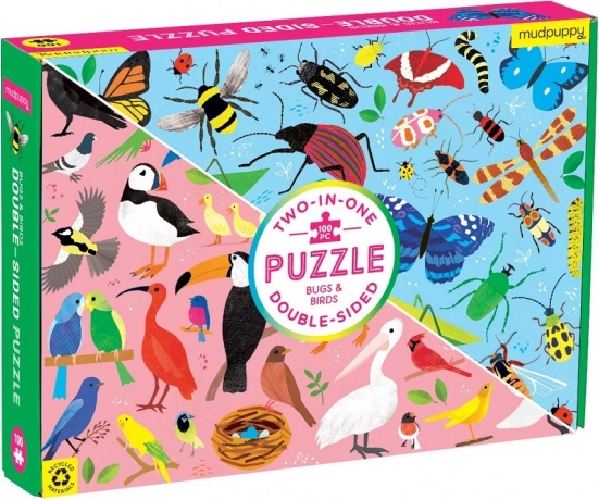Dubbelzijdige puzzel Mudpuppy kevers en vogels 100 stukjes