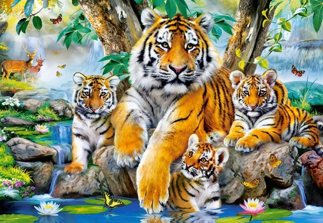 Puzzle 1000 pièces - Tigres au ruisseau
