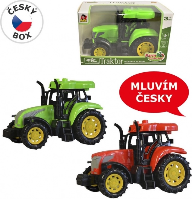 Tracteur avec voix tchèque, lumière et son, 14 cm