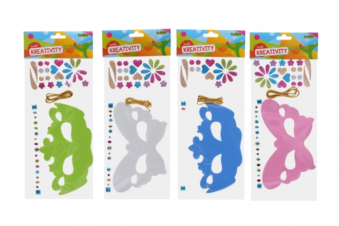 Creatieve set masker 14x36 cm met touw en versieringen