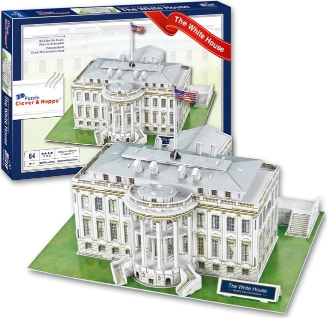 Clever&Happy 3D-Puzzle Weißes Haus Washington 64 Teile