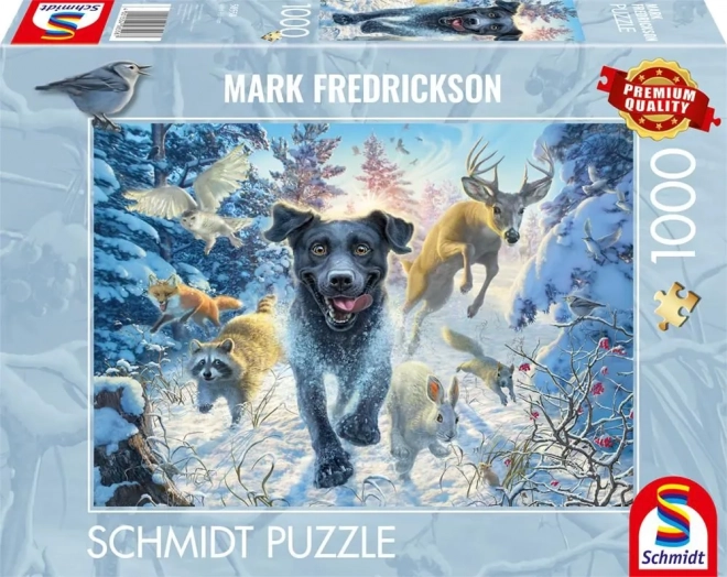 Puzzel Labrador in de sneeuw 1000 stukjes