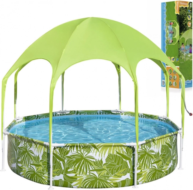 Bestway piscine de jardin avec structure 244 × 51 cm avec auvent SPLASH-IN-SHADE