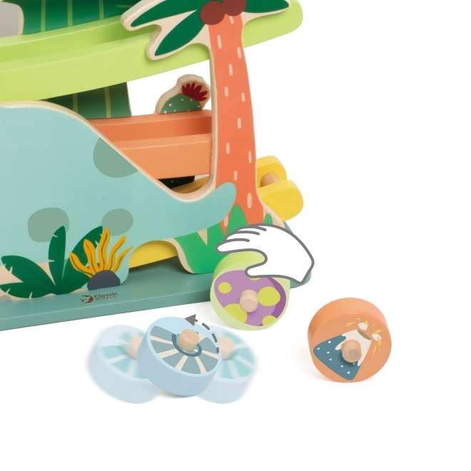 Klassieke houten dinosaurusbaan