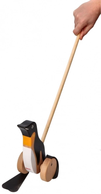 Houten trekdier pinguïn Goki
