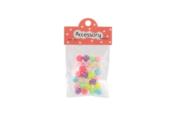 Plastic kralen bloemetjes met koord 2 soorten in zakje 6,5x11x1cm
